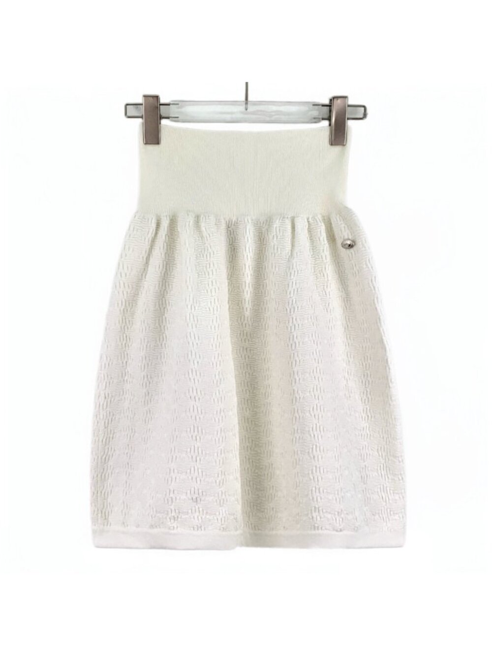 Chanel White Cotton Pleated Casual Skirt